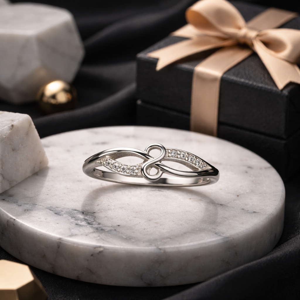 Infinity Silver Diamond Ring