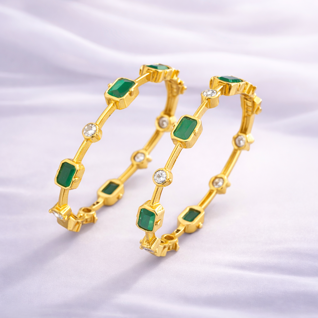 Emerald & Gold Bangle Set