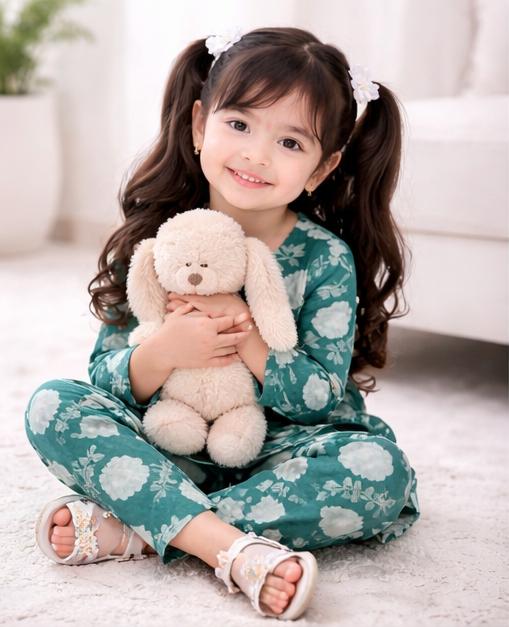 Girls Floral Printed 2-Piece Outfit | Cotton Casual Summer Dress Set