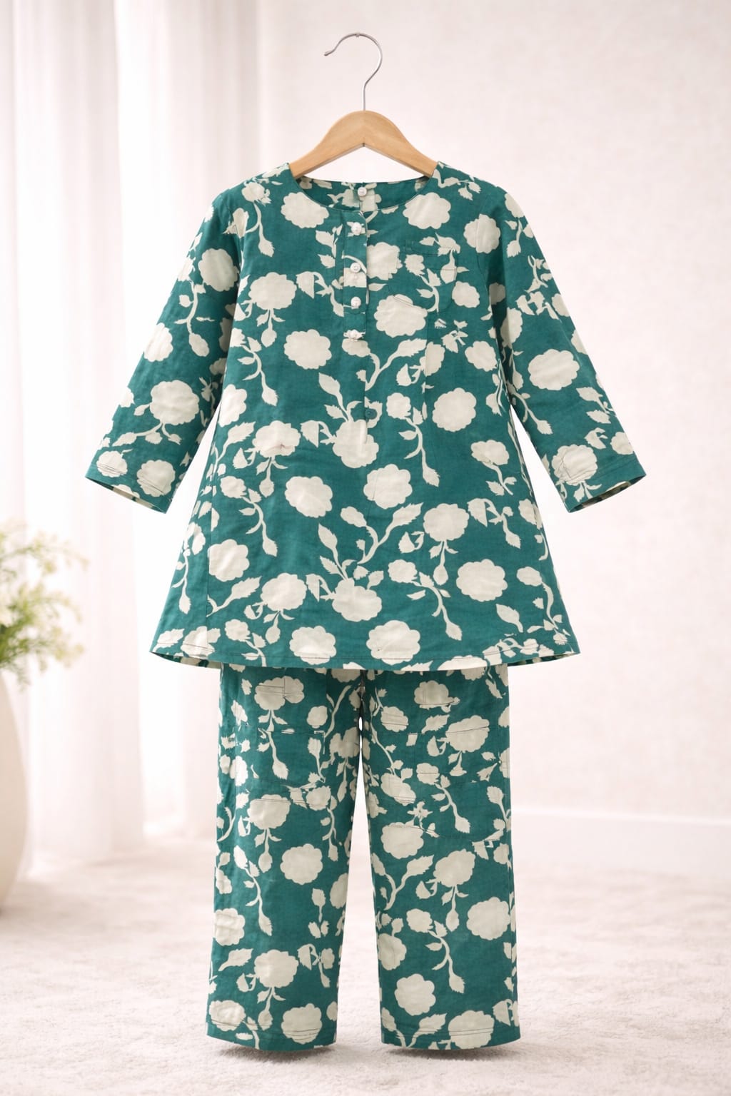 Girls Floral Printed 2-Piece Outfit | Cotton Casual Summer Dress Set