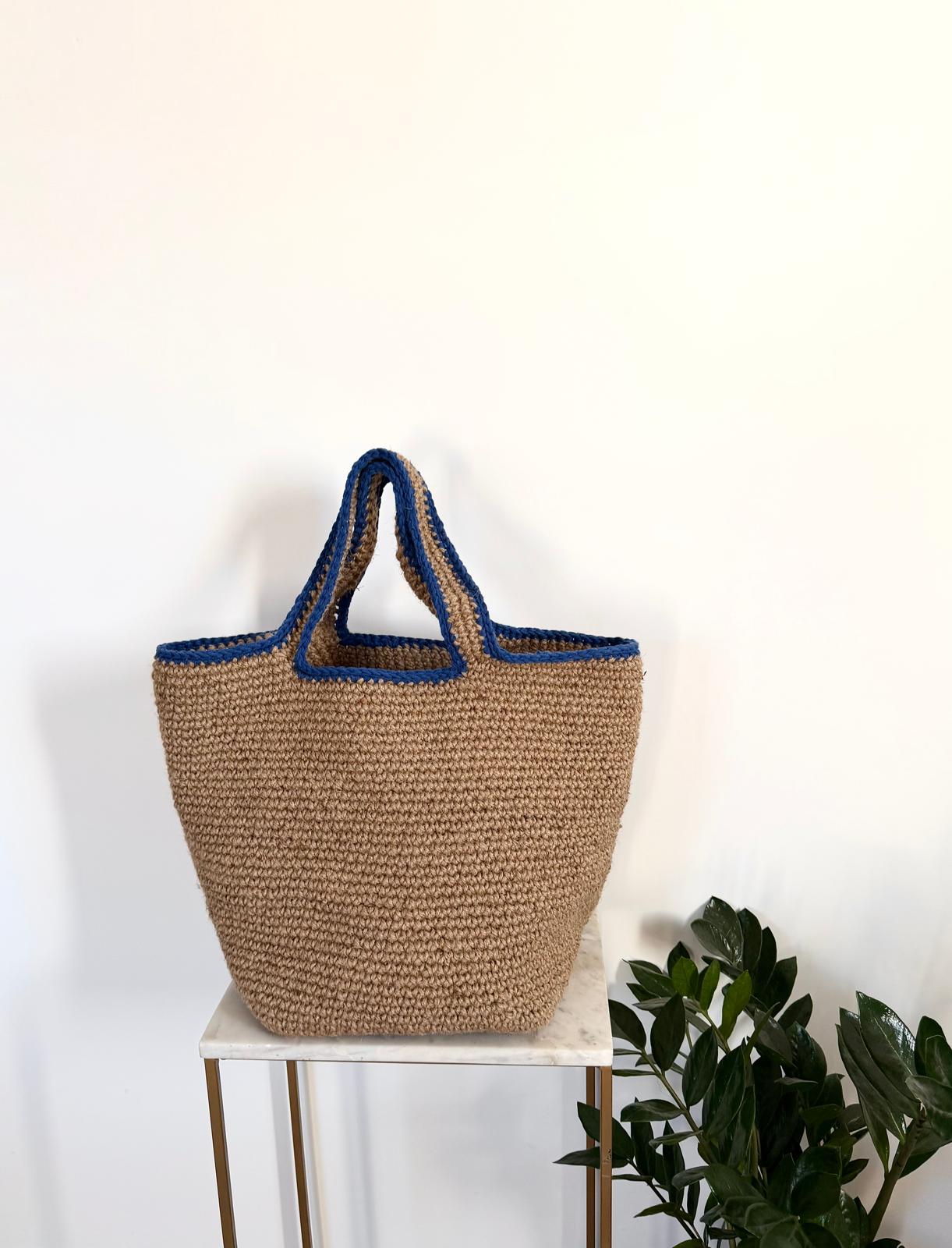 Sac Cabas Jute Bleu