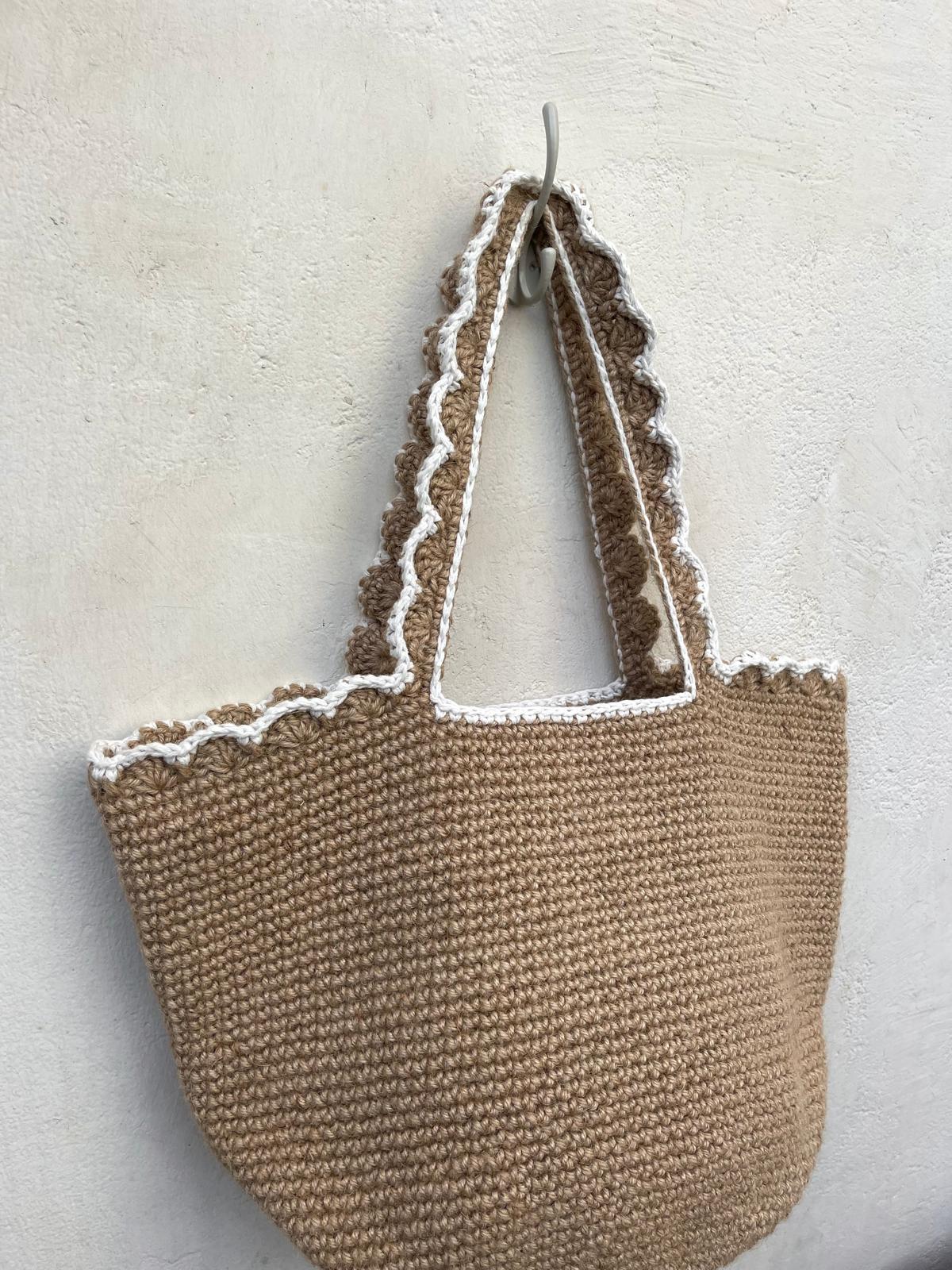 Sac Cabas Jute Volant Crème