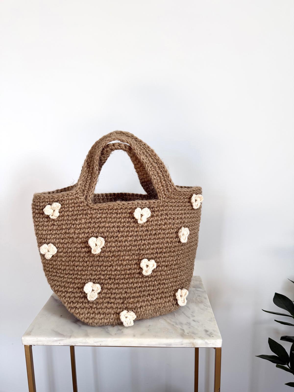 Sac Cabas Jute Fleurs Ecru