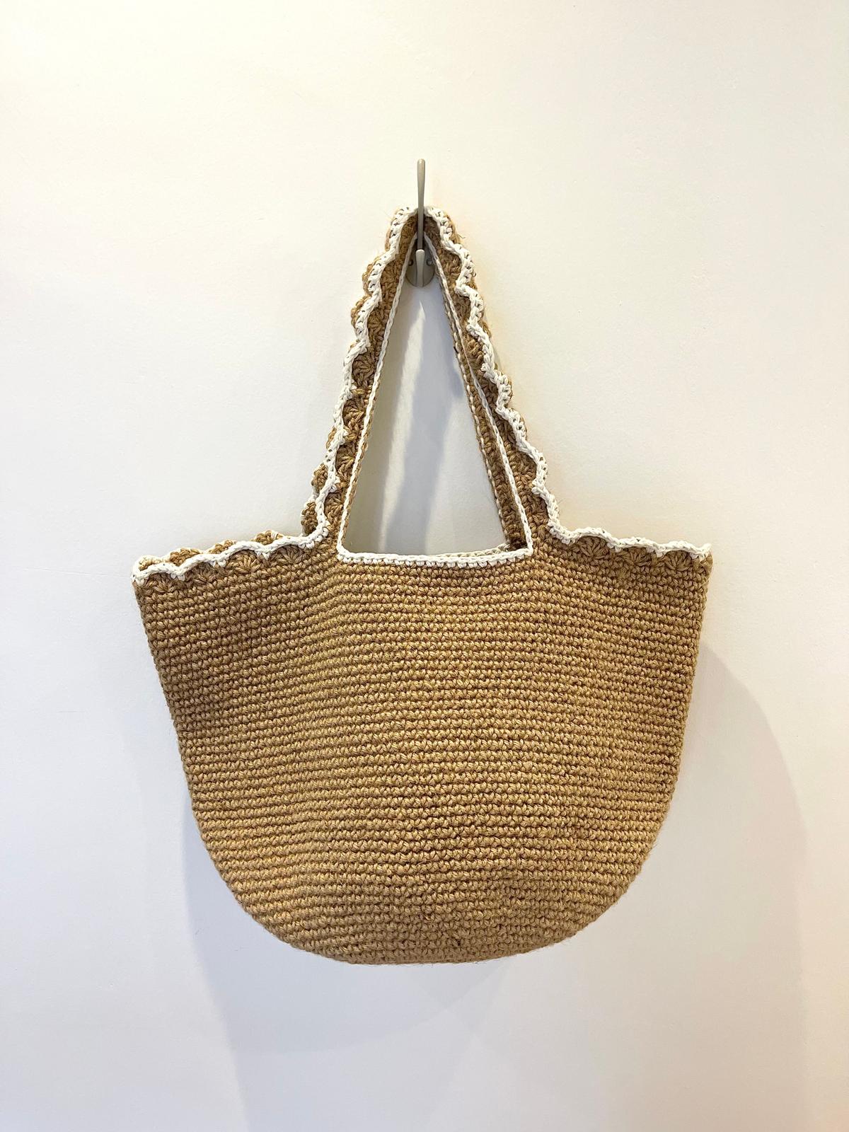 Sac Cabas Jute Volant Crème