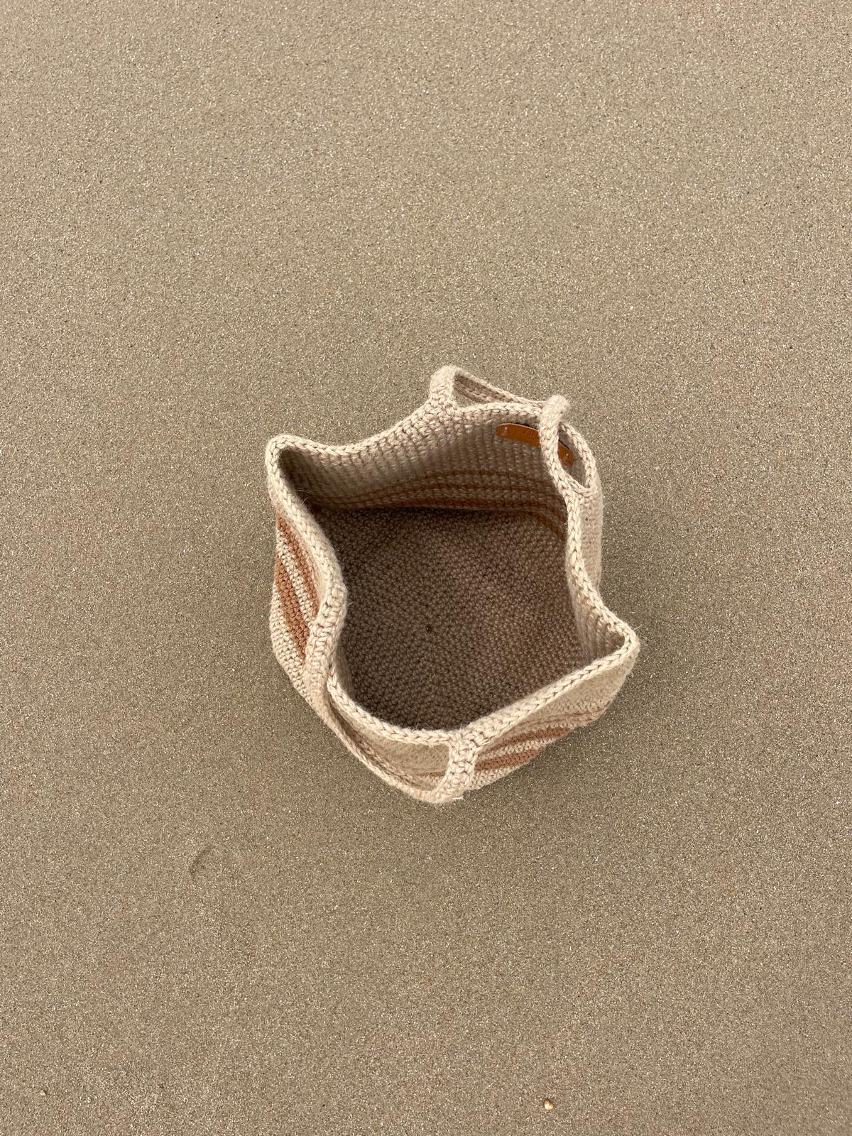 Sac Cabas Jute Rayures Marron