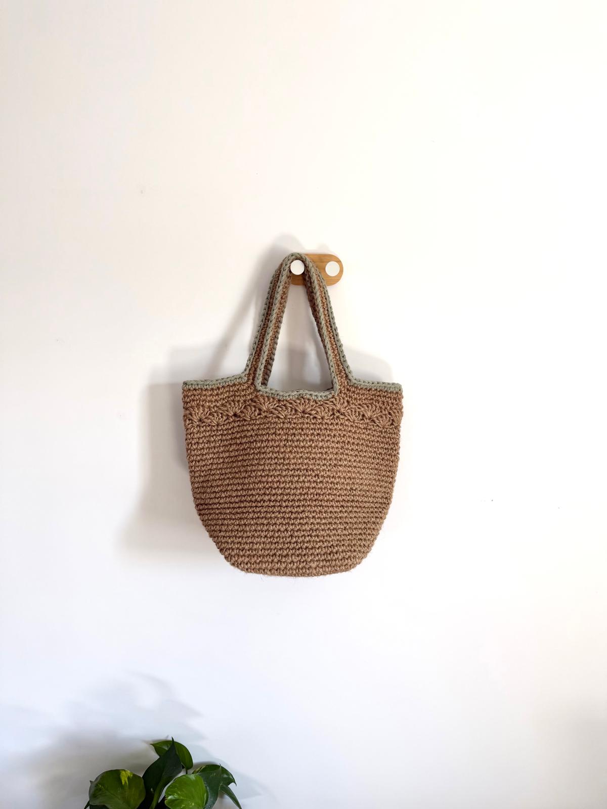 Sac Jute Haut Broderie Vert Sauge