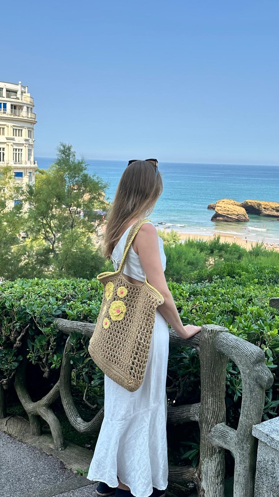 Sac Filet Jute Fleur Jaune