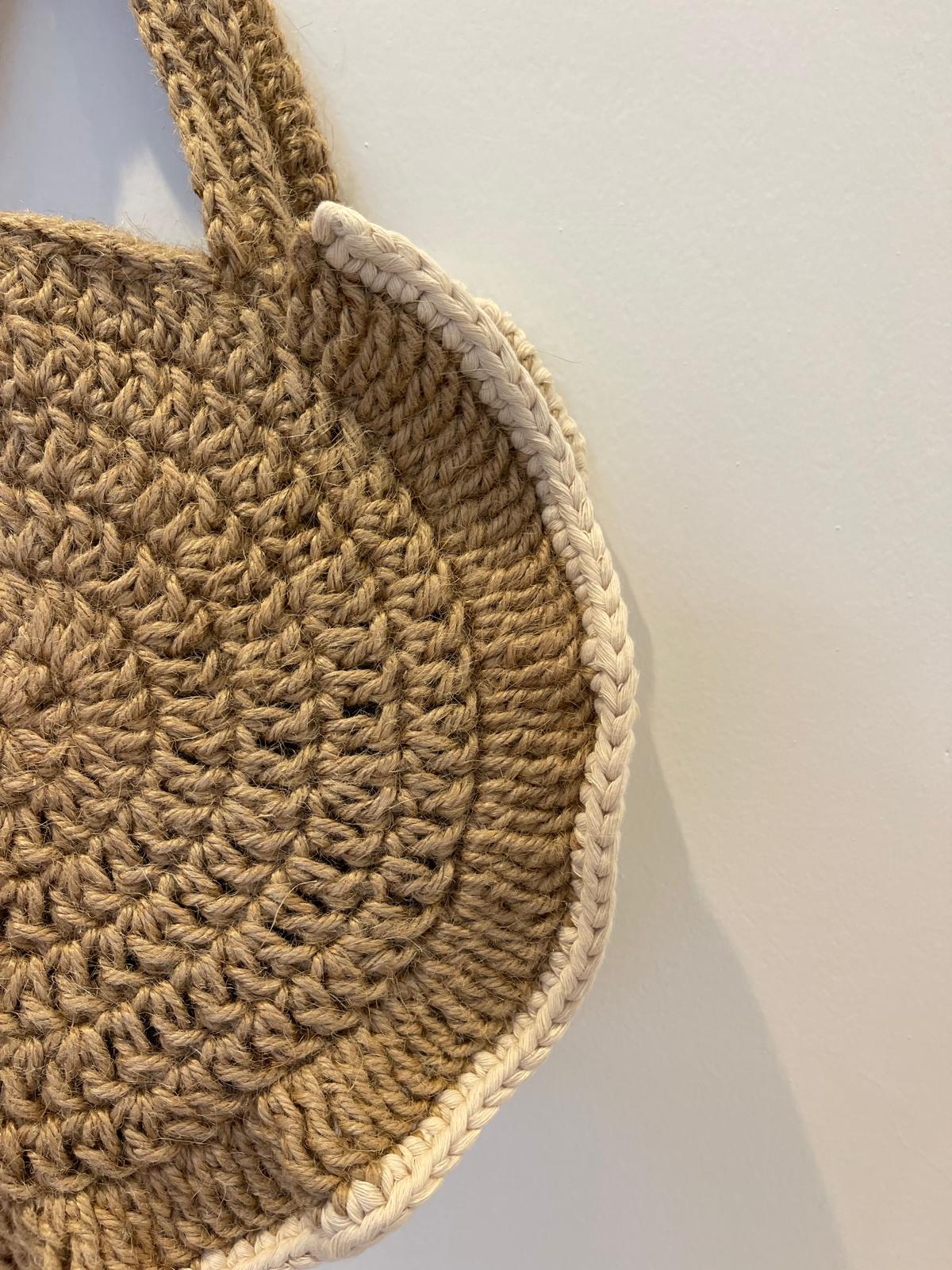 Sac Jute Rond Volant Crème