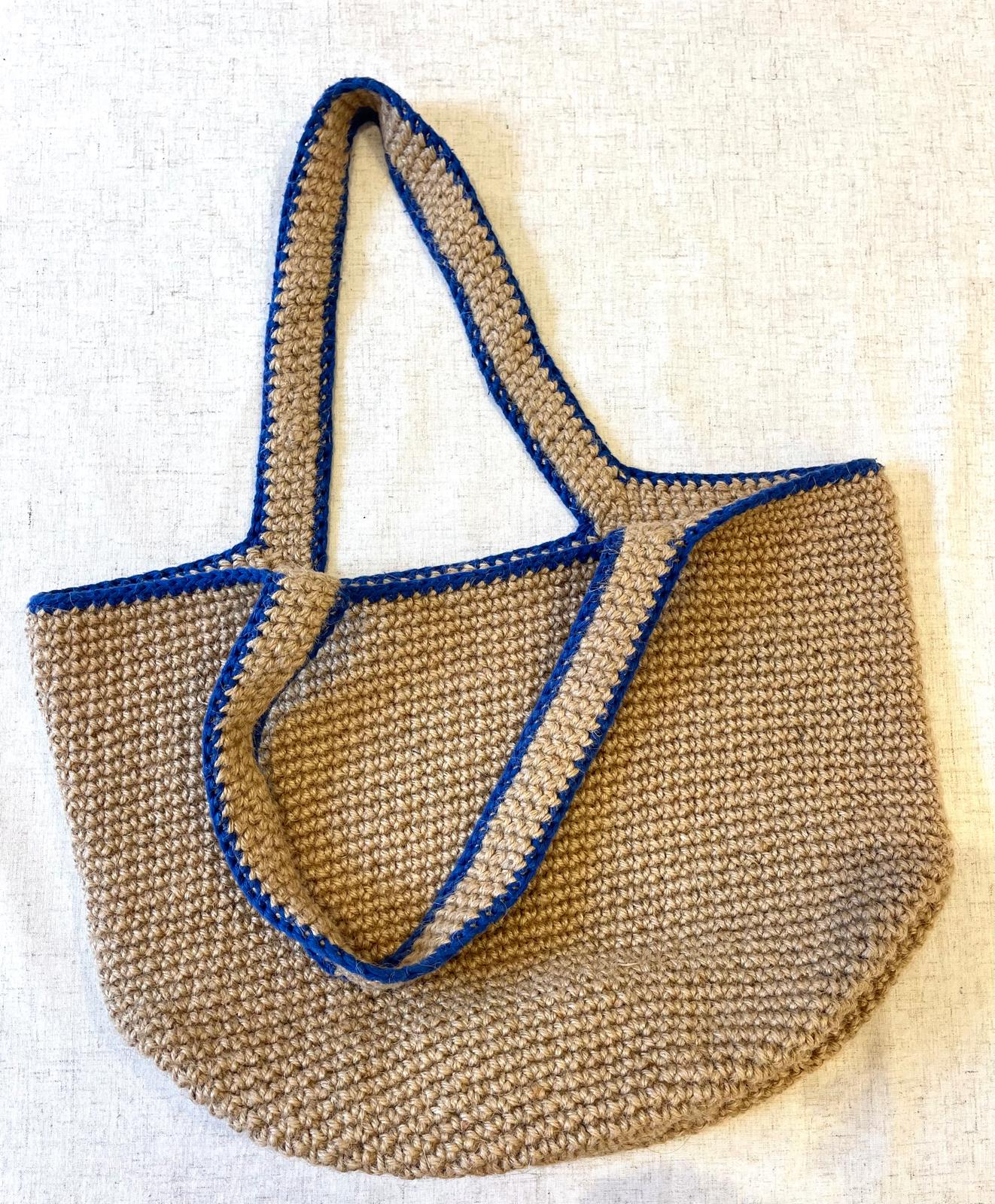Sac Cabas Jute Bleu