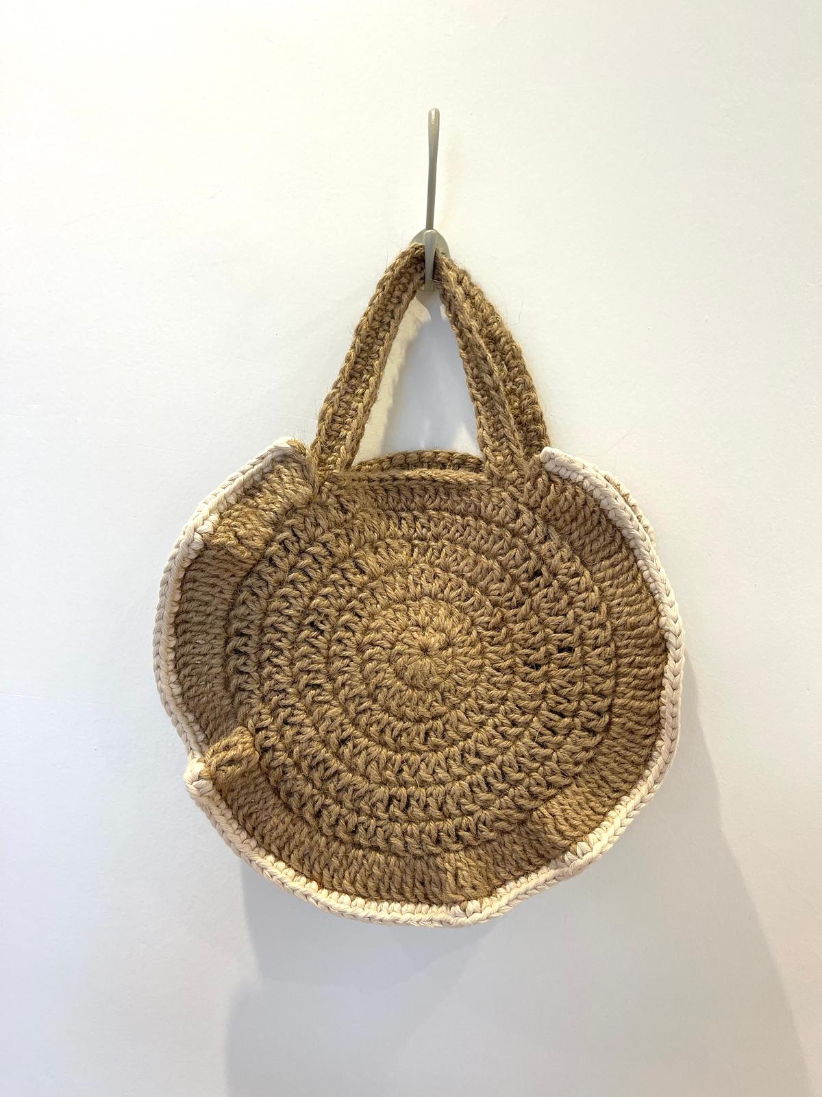 Sac Jute Rond Volant Crème