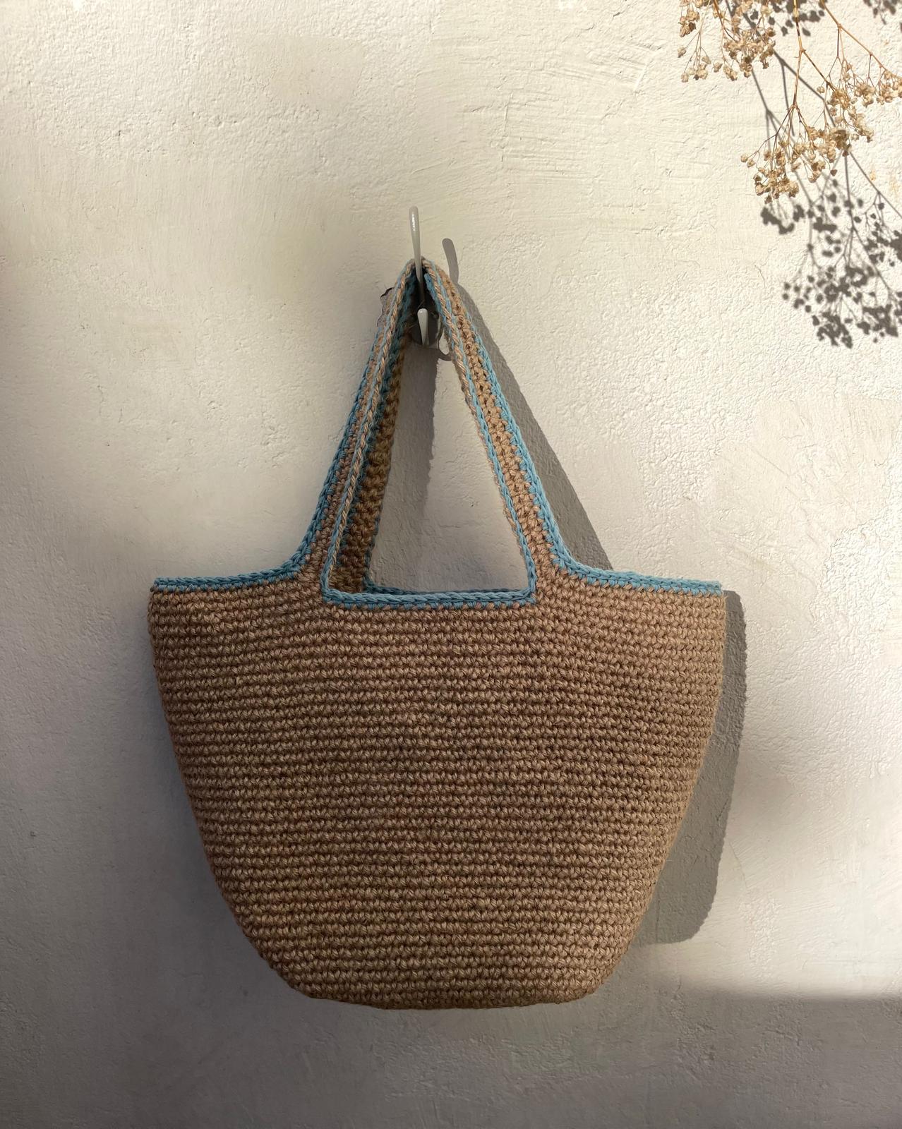 Sac Cabas Jute Bleu Ciel