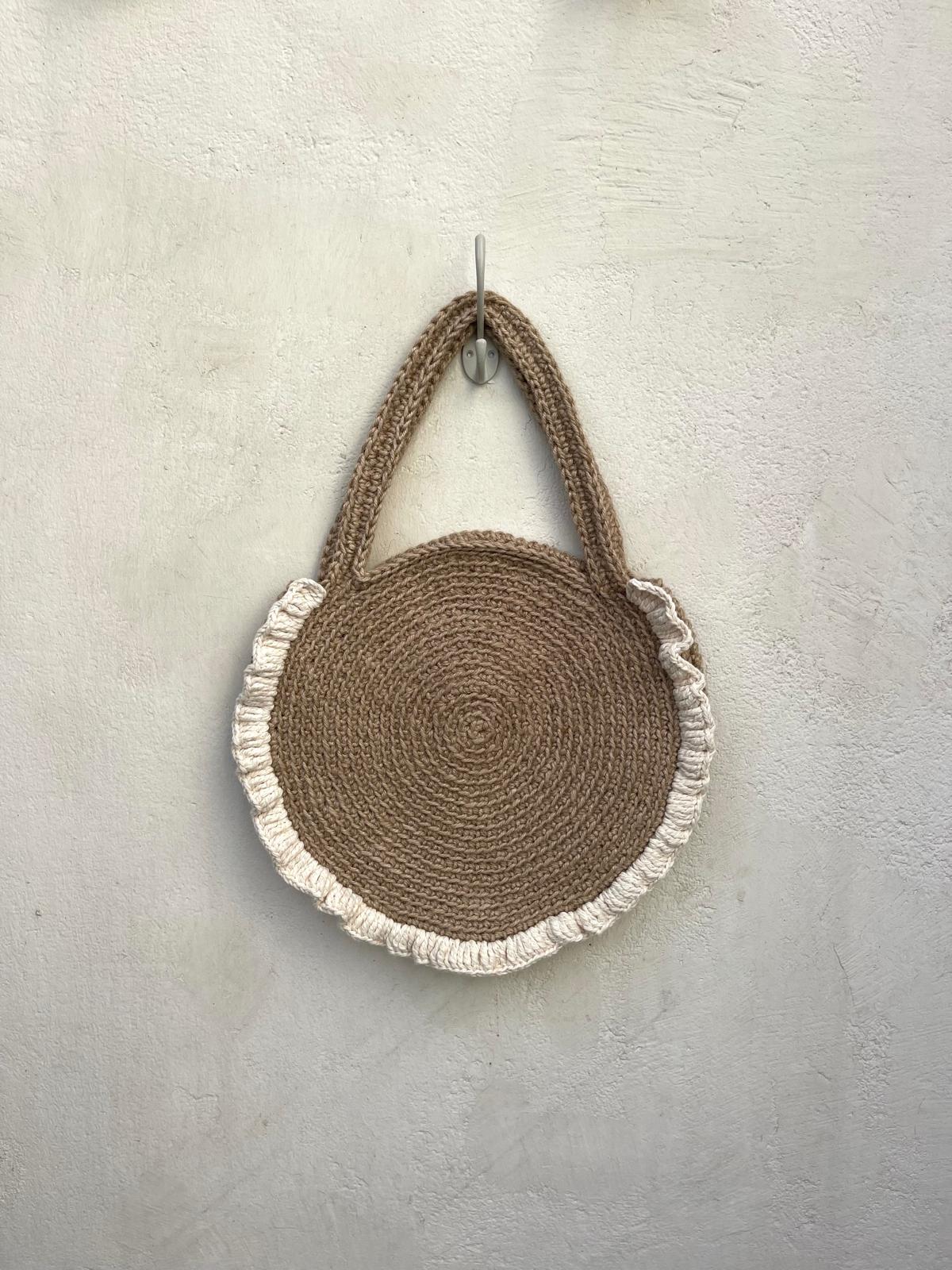 Sac Jute Rond Volant Crème