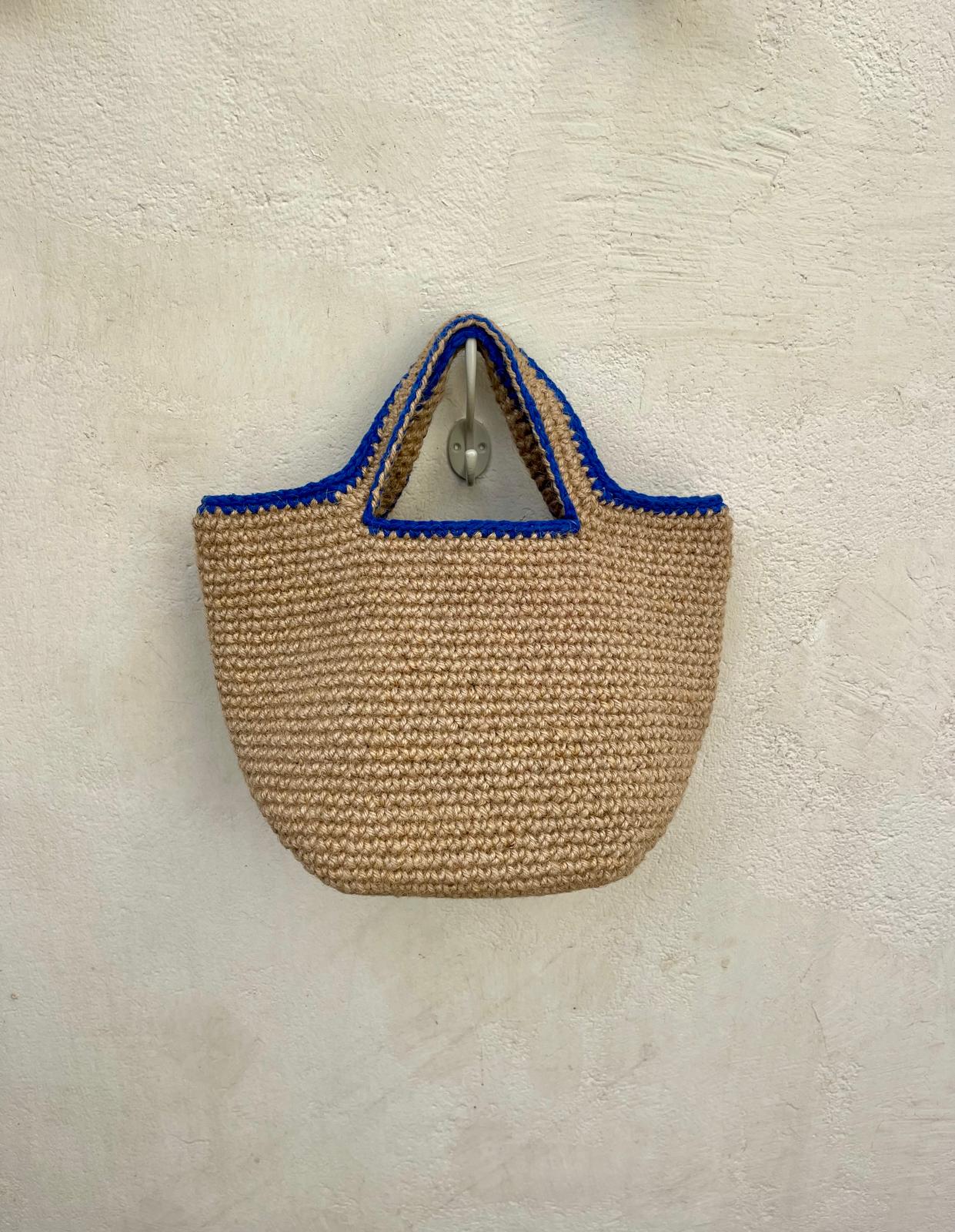 Sac Cabas Jute Bleu