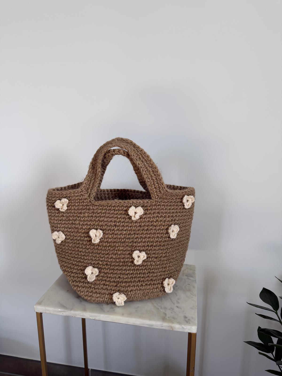 Sac Cabas Jute Fleurs Ecru