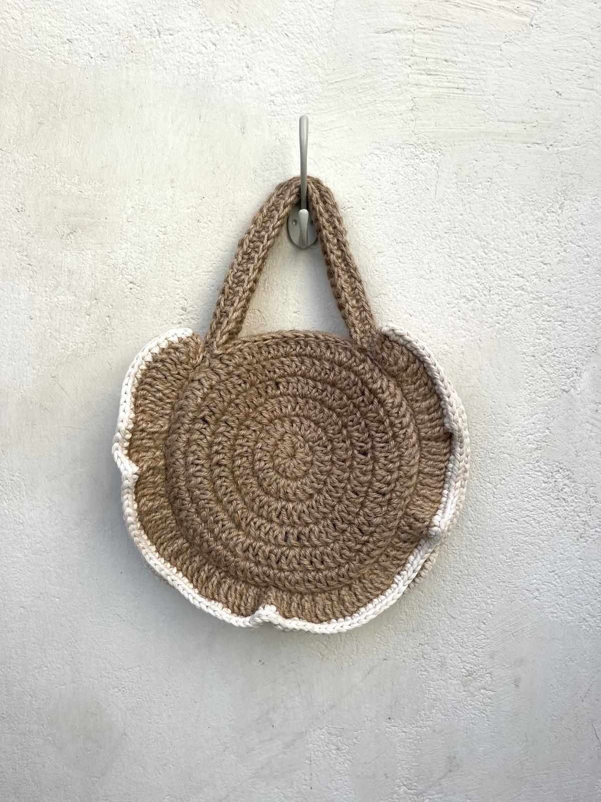 Sac Jute Rond Volant Crème