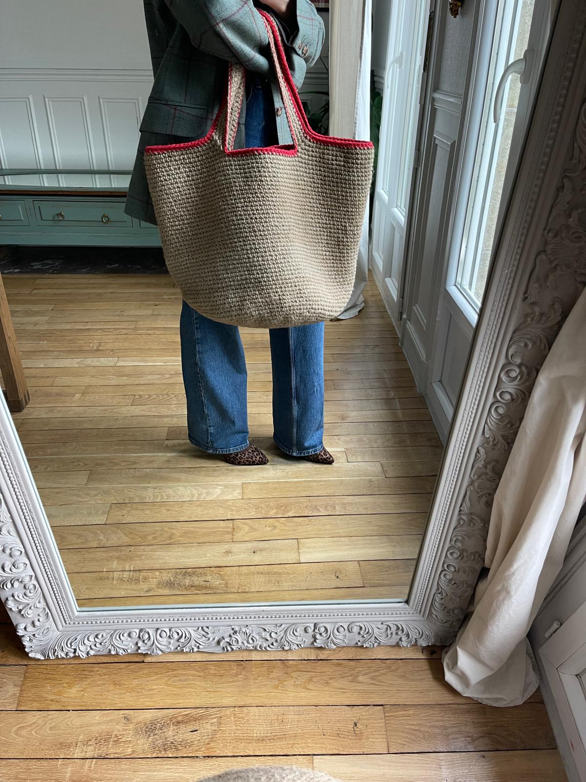 Sac Cabas Jute Rouge