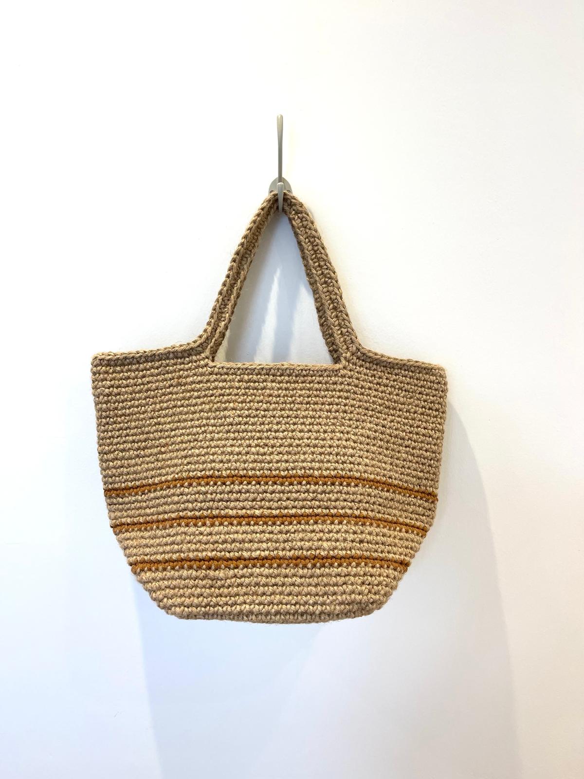 Sac Cabas Jute Rayures Marron