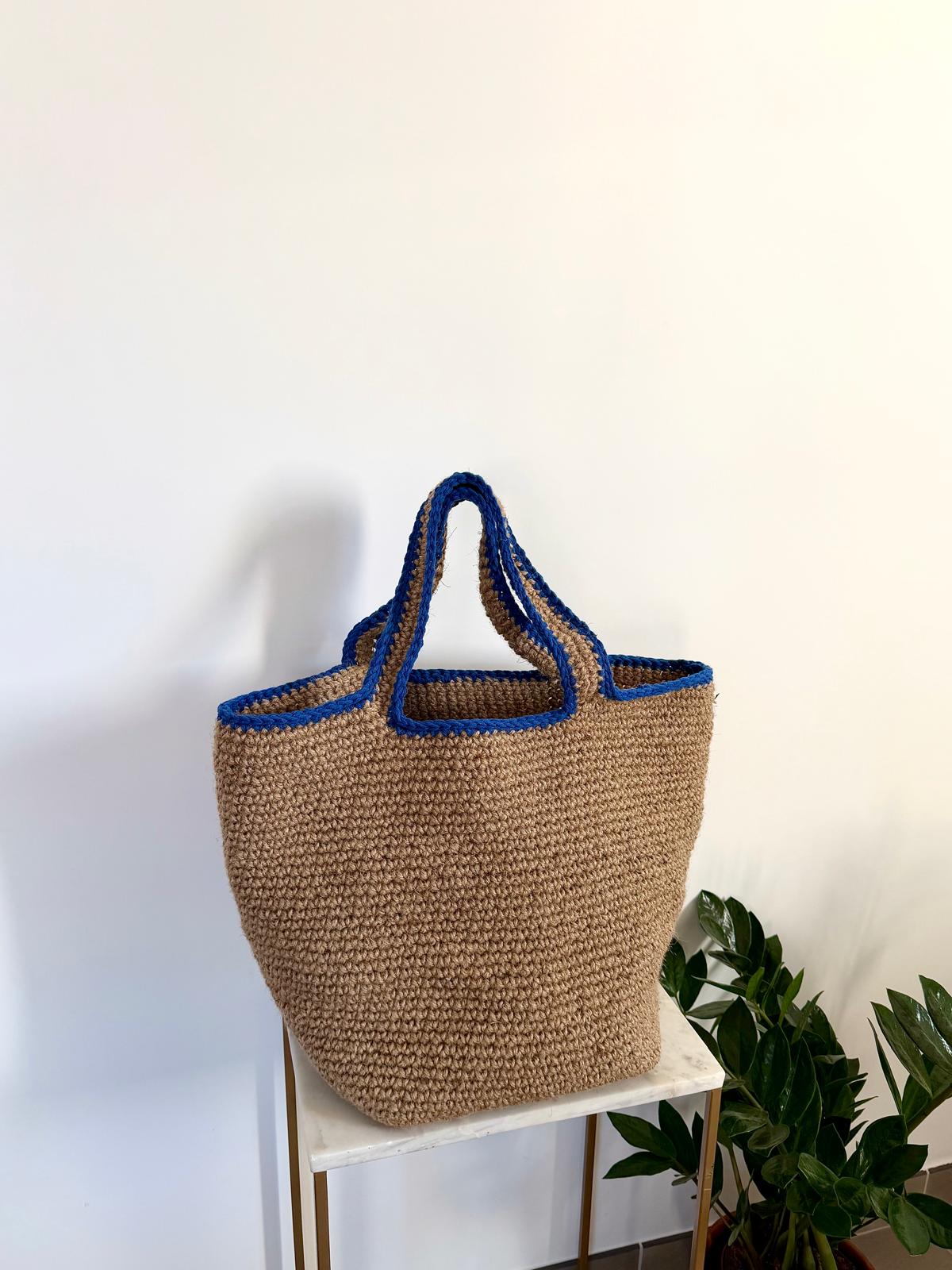 Sac Cabas Jute Bleu
