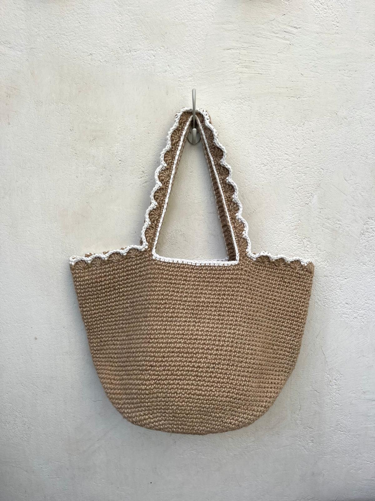Sac Cabas Jute Volant Crème