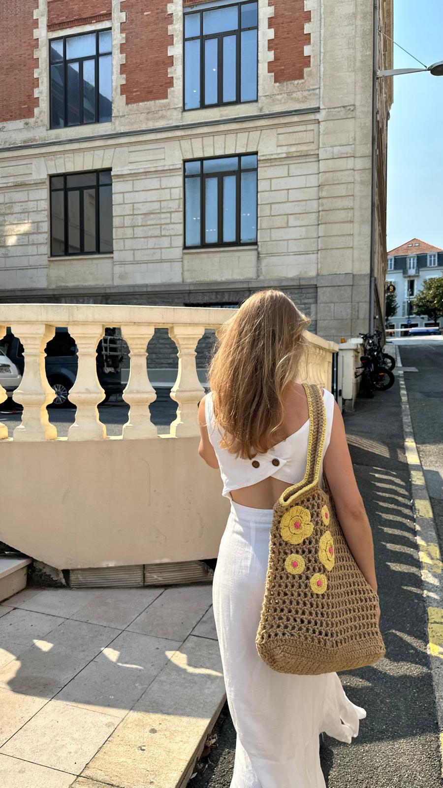 Sac Filet Jute Fleur Jaune