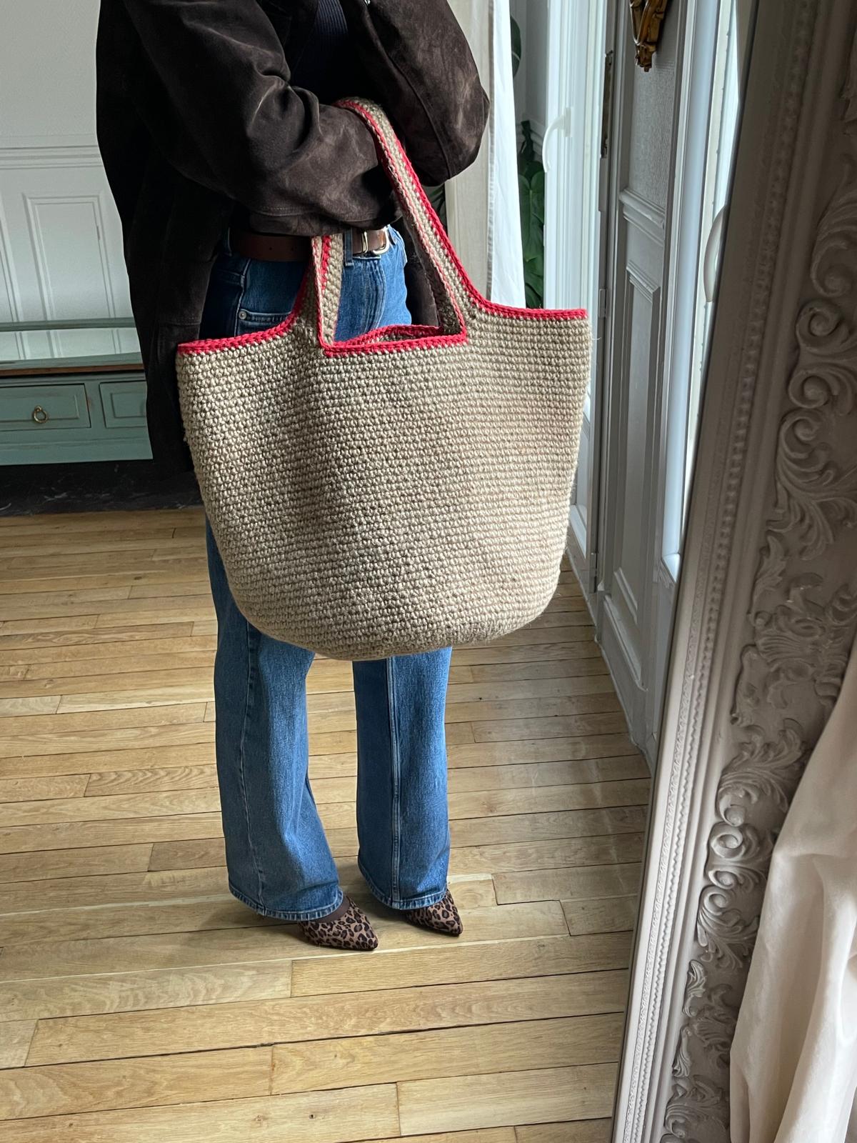 Sac Cabas Jute Rouge