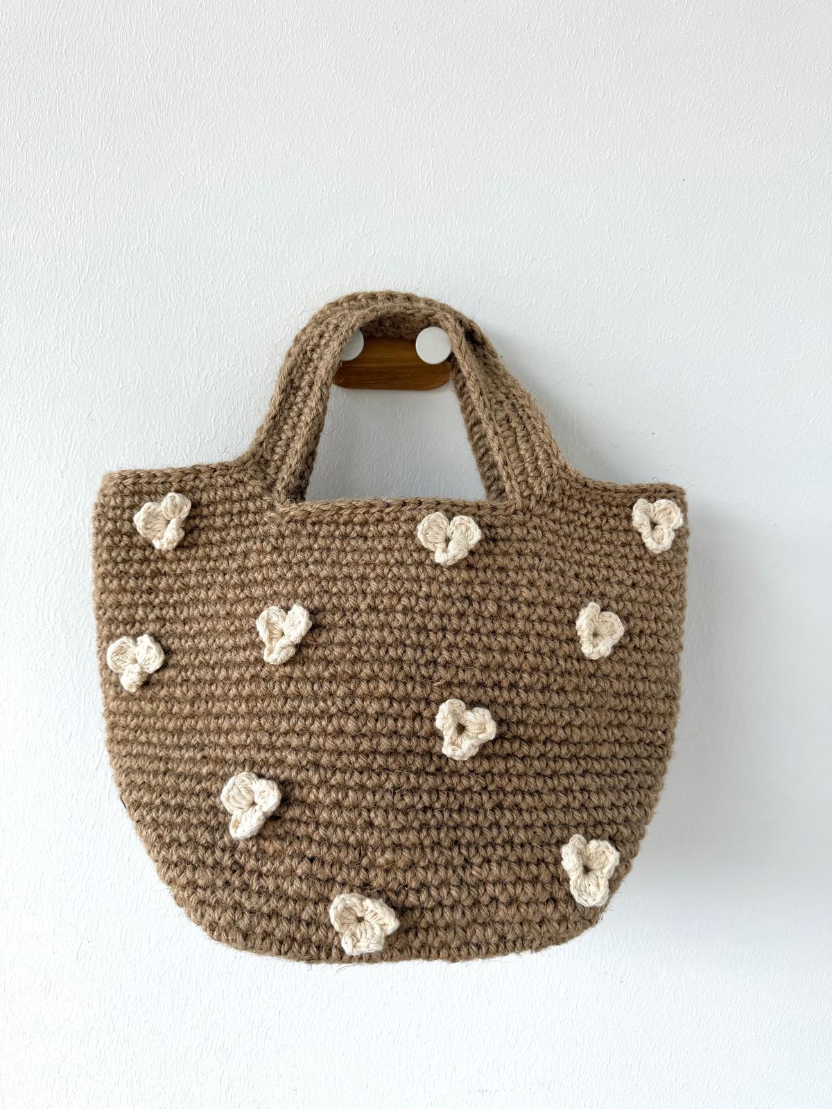 Sac Cabas Jute Fleurs Ecru