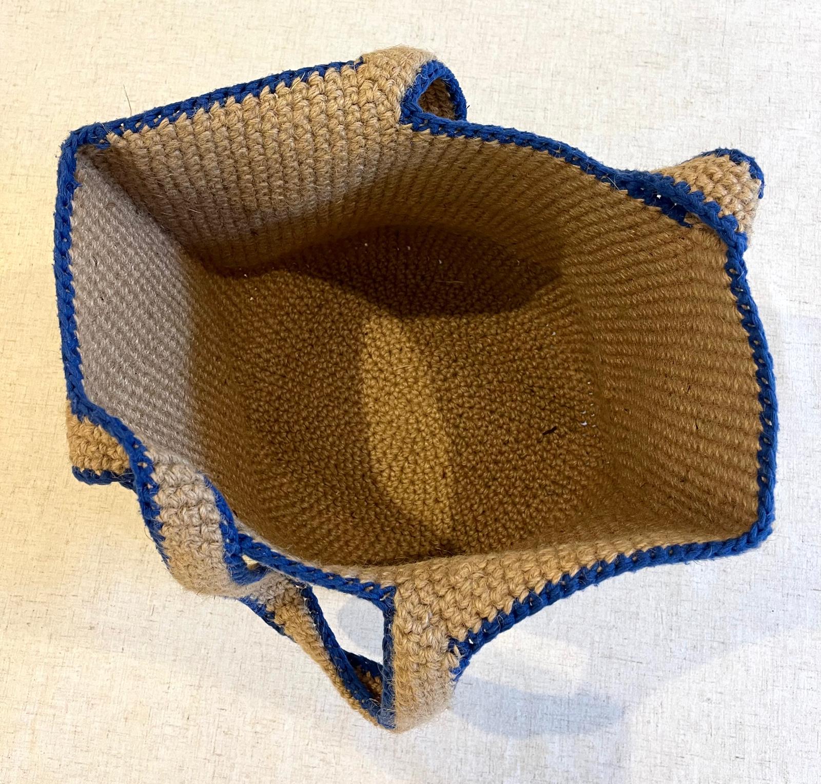Sac Cabas Jute Bleu