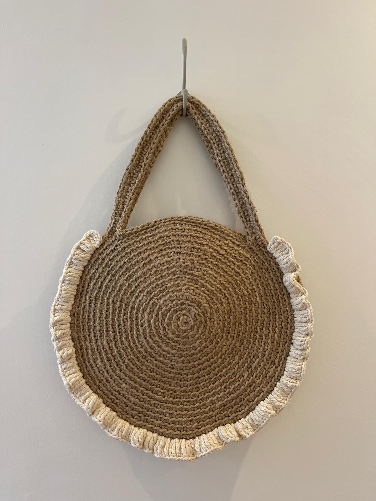 Sac Jute Rond Volant Crème