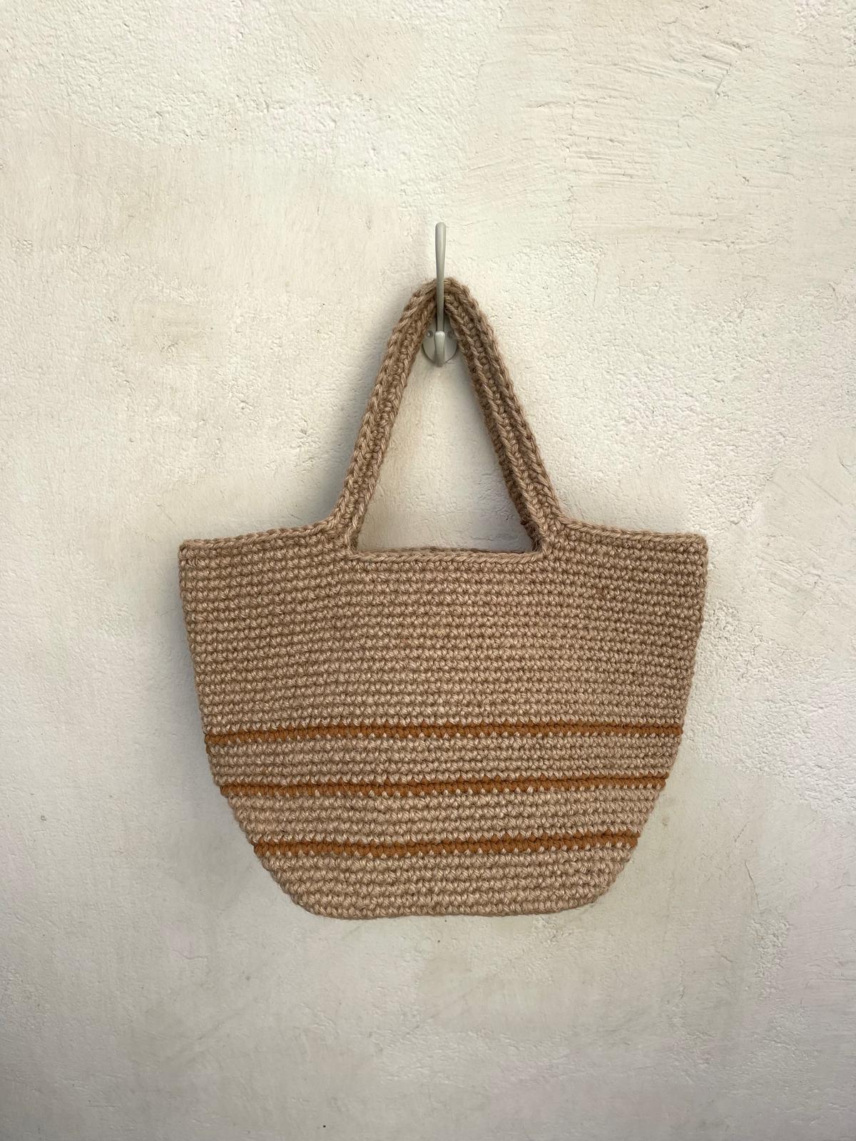 Sac Cabas Jute Rayures Marron