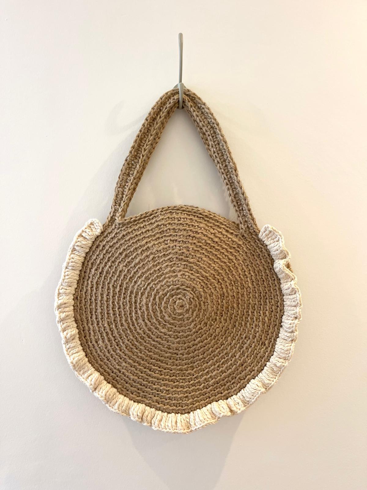 Sac Jute Rond Volant Crème