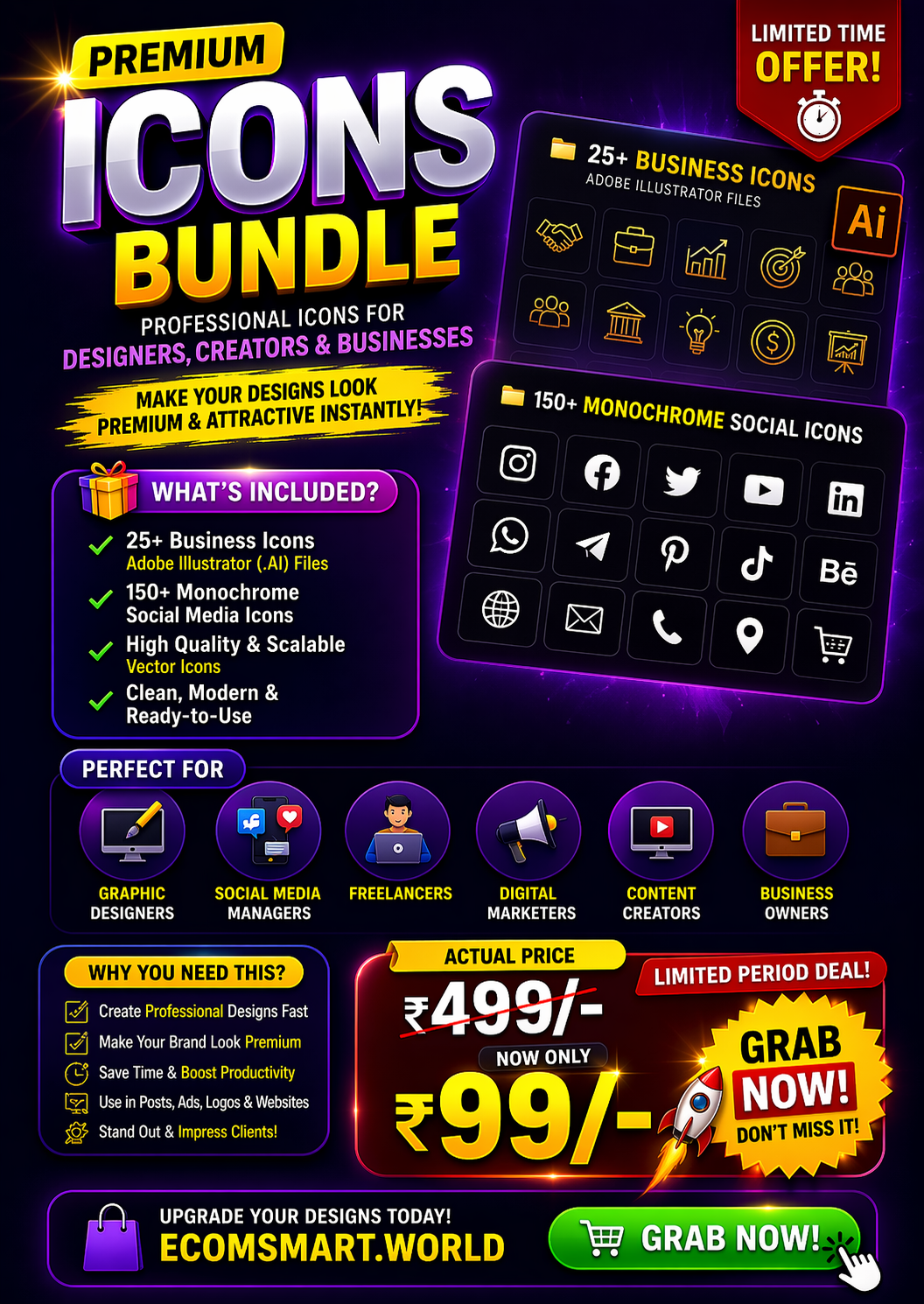 Premium Icons Bundle (Business + Social Media Icons Pack)