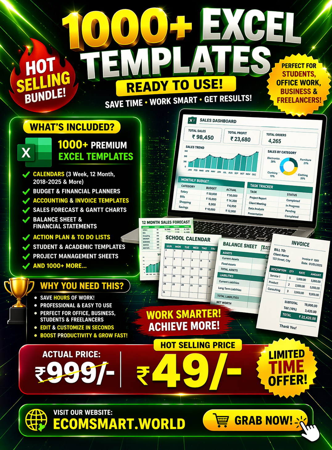 1000+ Excel Templates Bundle (Ready-to-Use Professional Pack)