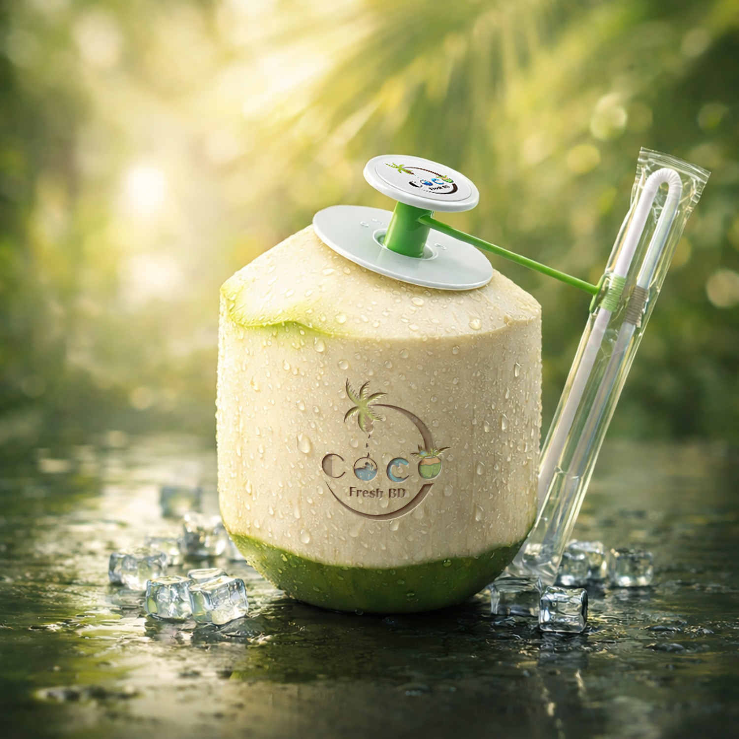 Push to Open Fresh Green Coconut (Ready to Drink)