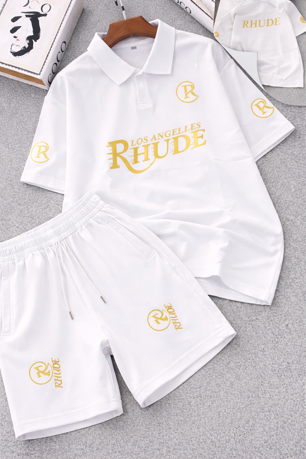 Rhude Los Angeles Polo & Shorts Set