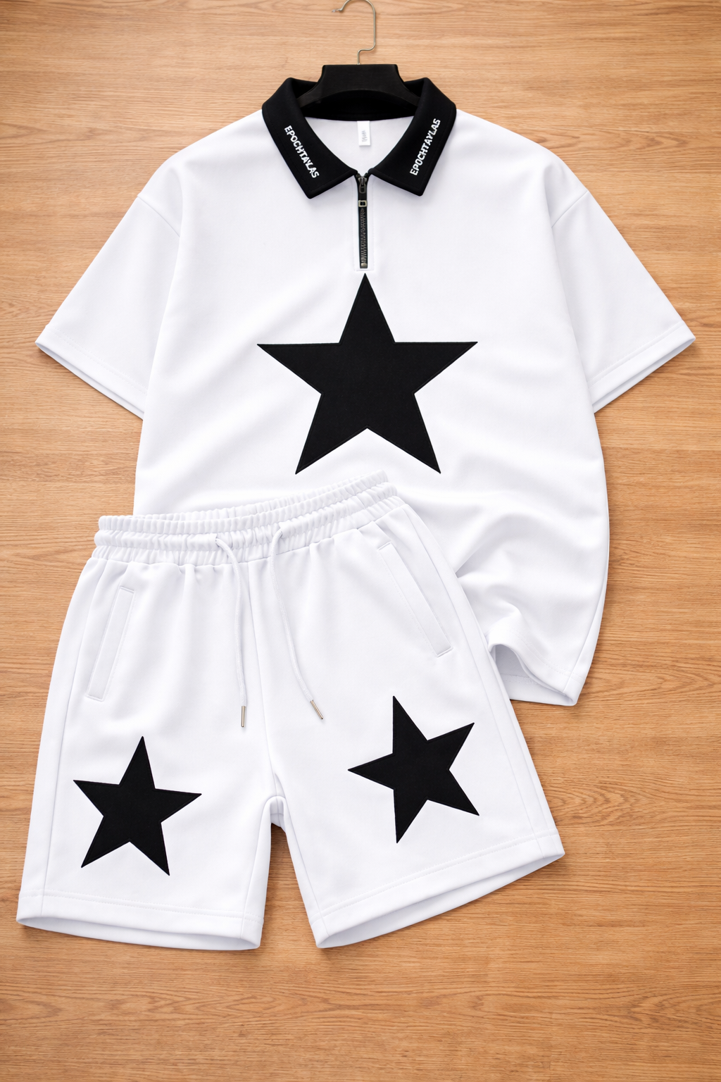 Star Print Polo & Shorts Set