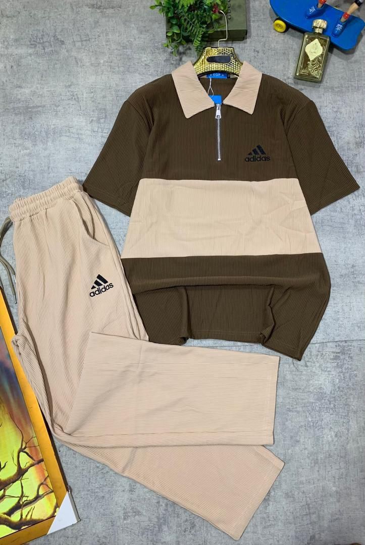 Blue & White Zip Polo Set