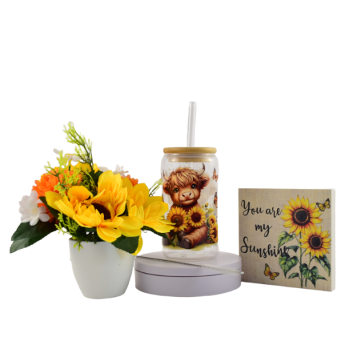 Highland cow 16oz (455ml) iced coffee glass.