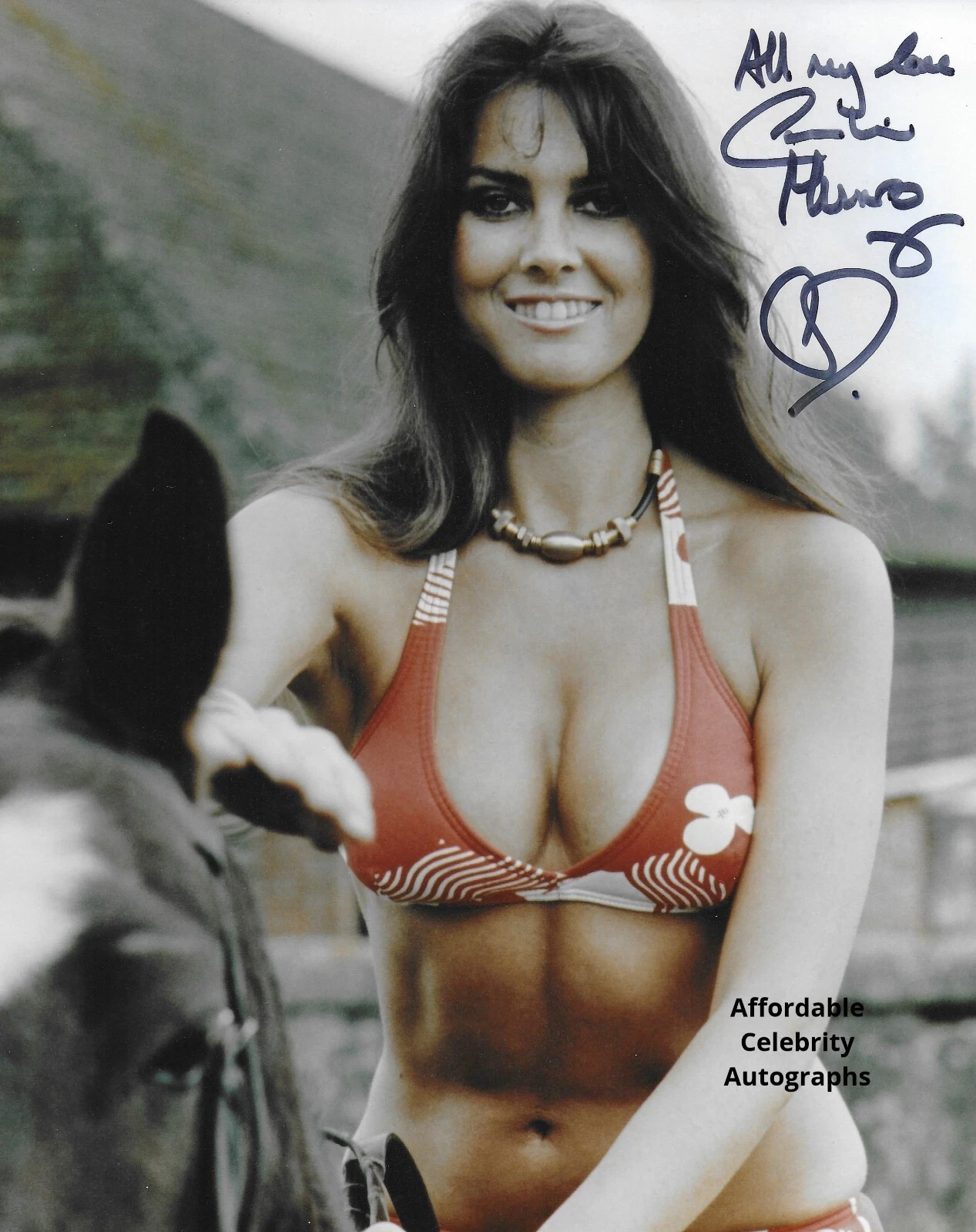 CAROLINE MUNRO - BOND & HAMMER GIRL & MODEL. In Pers. COA. 10"x8" #887