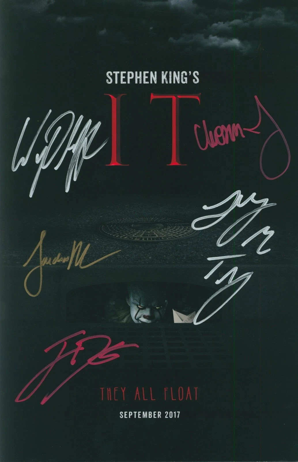 IT (2017) - Horror/Mystery - signed by 5 of the cast. Comes with COA. In Person. 11"x17"