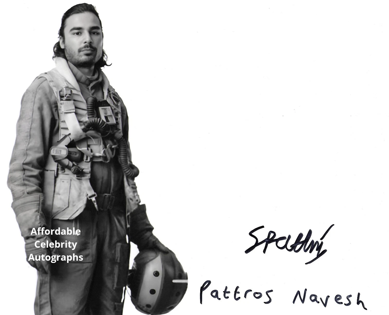 SARVESH PATTNI in STAR WARS as B-wing pilot Pattros Navesh. In Pers. COA. 10"x8"
