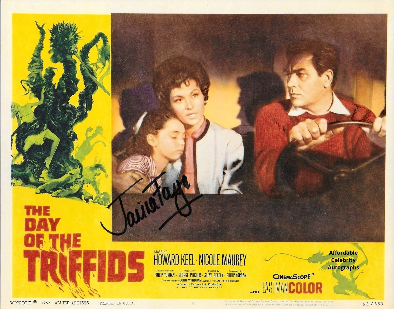 JANINA FAYE in THE DAY OF THE TRIFFIDS as Susan. In Pers. COA. 10"x8"