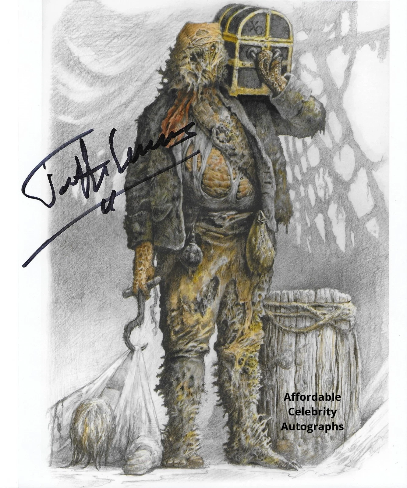 JONATHAN LINSLEY in PIRATES OF THE CARIBBEAN as Ogilvey.In Pers.COA.10"x8"