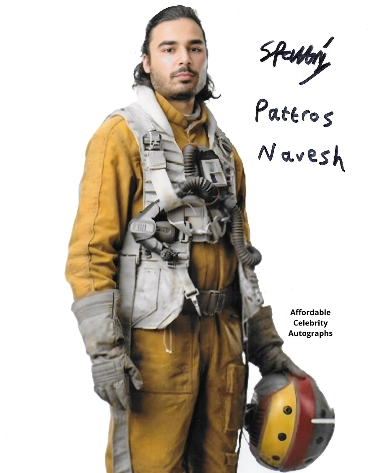 SARVESH PATTNI in STAR WARS as B-wing pilot Pattros Navesh. In Pers. COA. 10"x8"