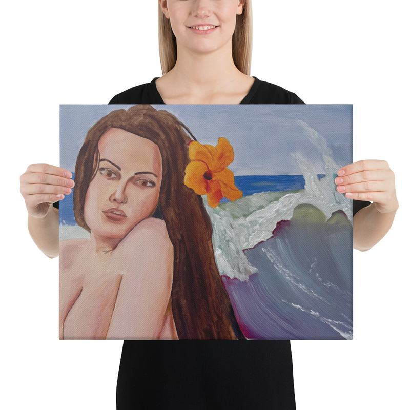 Sea Nymph with Orange Flower Canvas