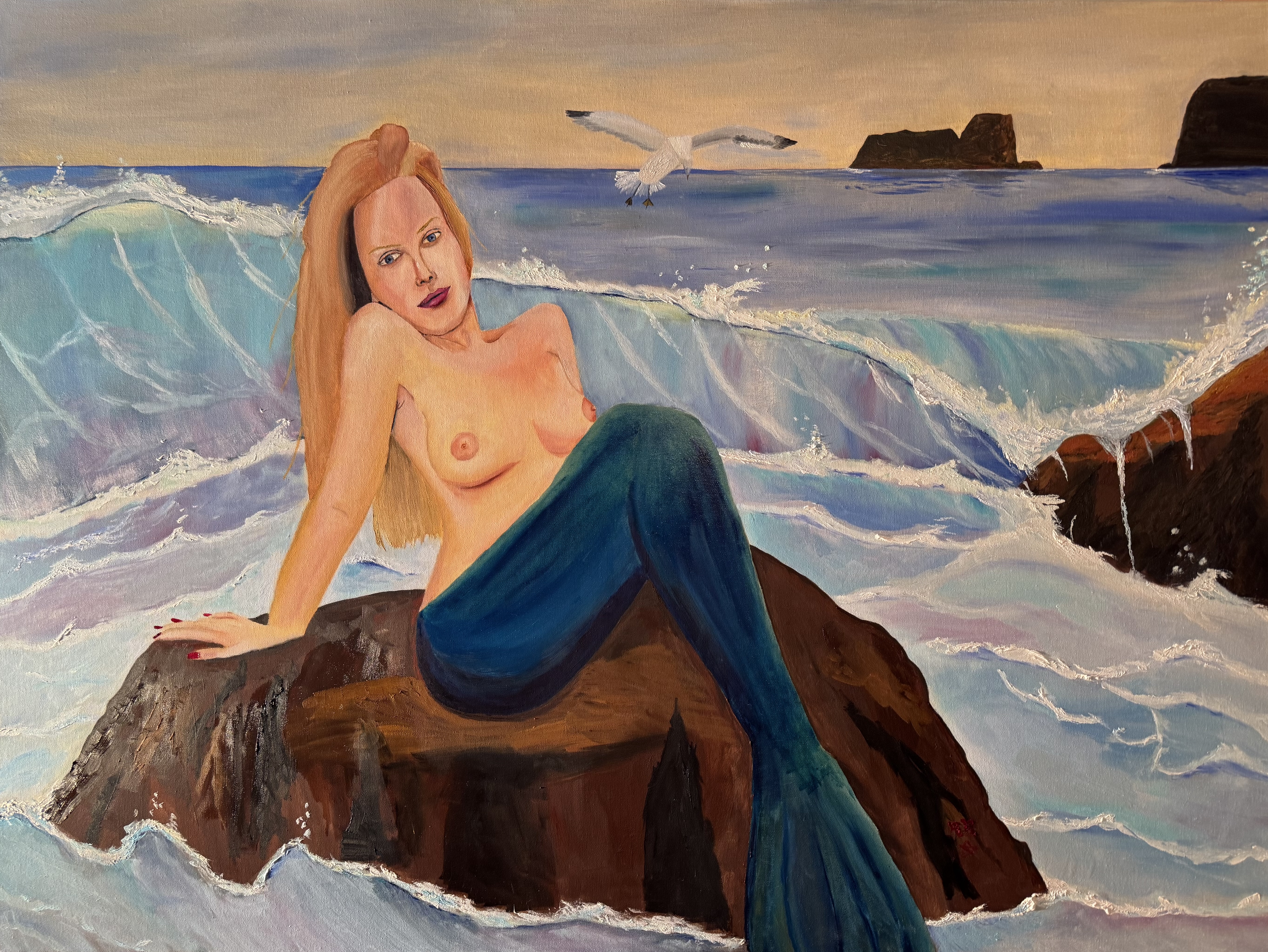 Mermaid working on her tan