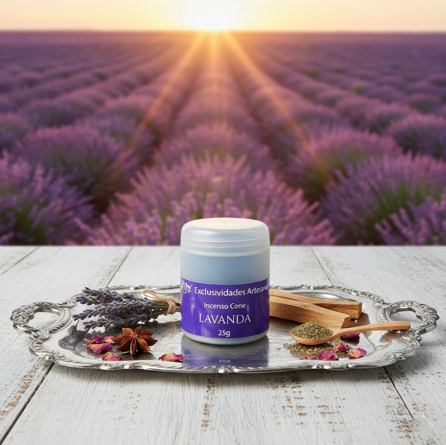 Pote com 30 Incensos Cone LAVANDA