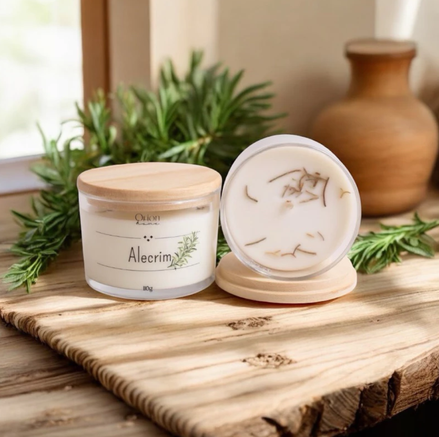 Vela aromática artesanal 110g - Vários Aromas  Com especiarias