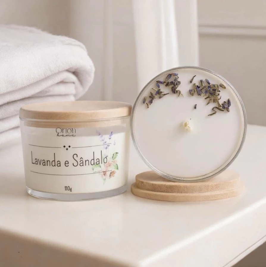 Vela aromática artesanal 110g - Vários Aromas  Com especiarias