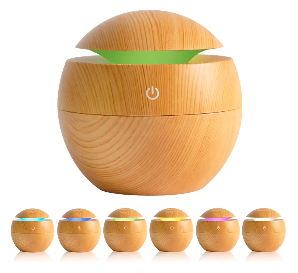 Difusor Umidificador Aromático USB Madeira 130ml Led