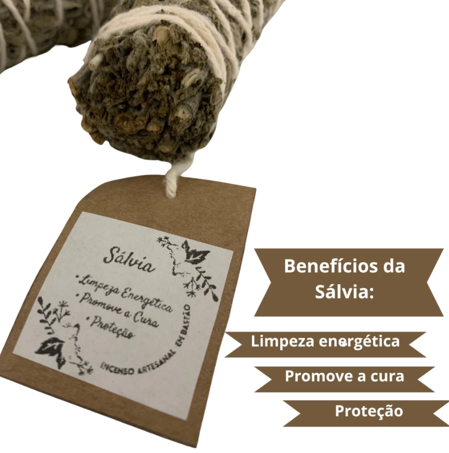 Incenso Palo Santo 25g + Sálvia Branca Bastão 15cm